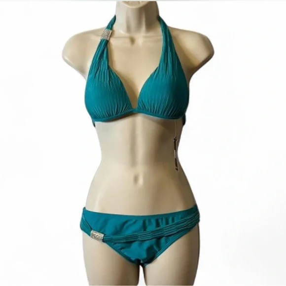 Teal Rhinestone Bikini - Picture 1 of 12